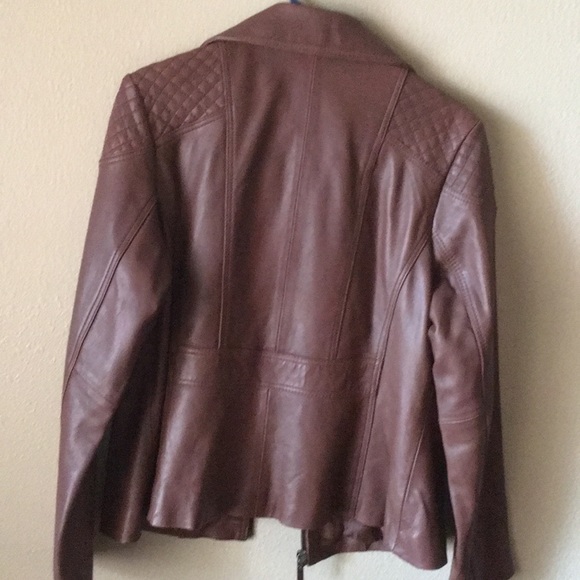 Anne Klein Brown Leather Coat - Picture 6 of 7